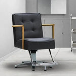 スタイリングチェア ブリス：ブラック（立体感を演出するパイピング加工の美容室 椅子）