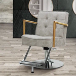 スタイリングチェア ブリス：スモーキーホワイト（包み込むようなアール形状の美容室 椅子）