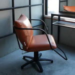 美容室 セット椅子 エノラ：キャメル（沈み込むようなクッションと鉄フレームの融合）