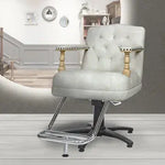 美容室 セット椅子 ファブリス：スモーキーホワイト（無垢材支柱がアクセントのモダンデザイン）