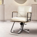 美容室 セット椅子 ノエル：スモーキーホワイト（クールな鉄パイプが印象的なスタイリングチェア）