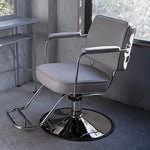 美容室 セット椅子 ヌリア：シルバーグレー（無機質なようで温かい、ミニマルモダンな佇まい）