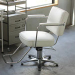 美容室 椅子 ヌリア：スノーホワイト（シンプルを極めたフレームとリュクスな座り心地）