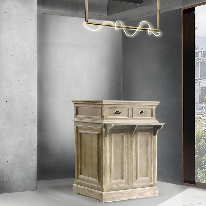 部屋にあるシャビーウッド色レジカウンター