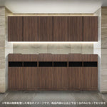 ミディアムブラウンウッド色のフラットシャンプーキャビネット【SET】