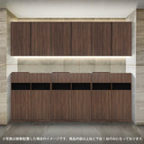 ミディアムブラウンウッド色のフラットシャンプーキャビネット【SET】