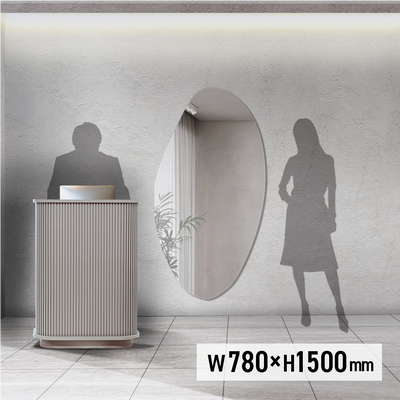 壁掛け鏡】ウッド調 壁面ミラー（ナチュラルウッド）｜セット面に