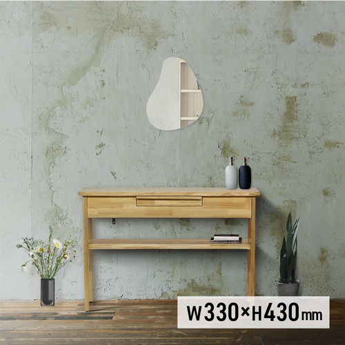 おしゃれなサロンになるウォールアートミラー【MRO17】とウッドコンソール