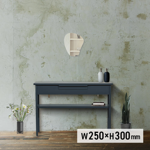 おしゃれなサロンになるウォールアートミラー【MRO18】とダークグレーコンソール