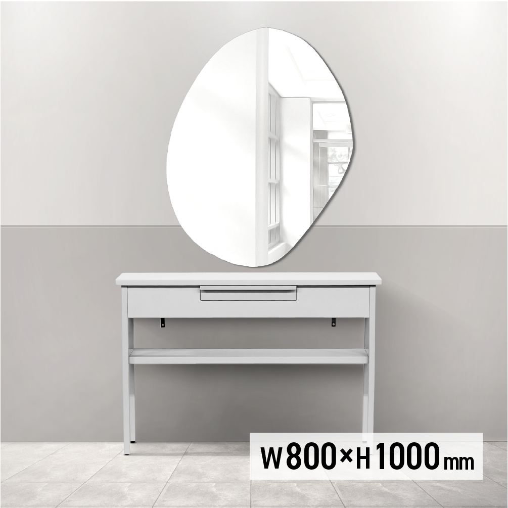 ウォールアートミラー【アーチ型】のサイズ表：h800xw1000