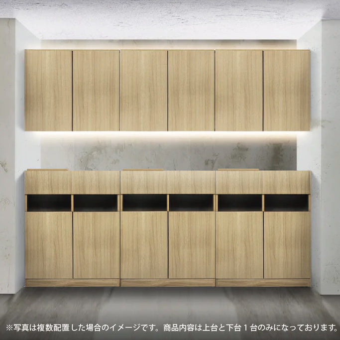 ナチュラルウッド色フラットシャンプーキャビネット【SET】