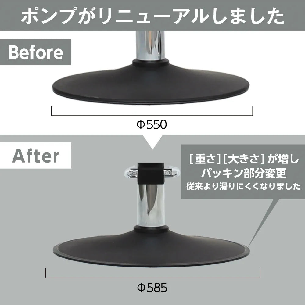 リニューアルして滑りにくくなった黒塗装丸型ベースポンプ