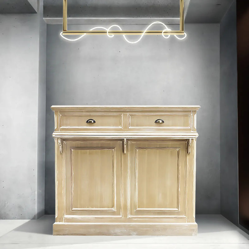 部屋にあるシャビーウッド色レジカウンター