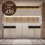 おしゃれな美容室にあるベージュグレーの収納キャビネット【シャンプースペース用収納キャビネット H450mm】