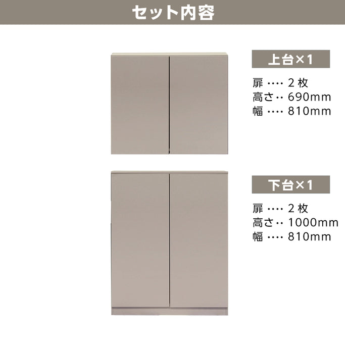 ストック型キャビネットのセット内容【ベージュグレー　ダブル扉　Ｈ690】