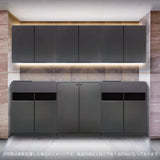 ダークグレー色収納キャビネットセット上台H690mm