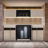 おしゃれな美容室にあるベージュグレーの収納キャビネット【シャンプースペース用収納キャビネット H450mm】