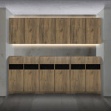 ライトブラウンウッド色のフラットシャンプーキャビネット【SET】