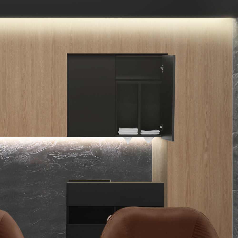 おしゃれな美容室にあるブラックカラーシャンプーキャビネット【上台】