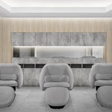 おしゃれな美容室のシャンプースペースにあるモルタルカラーのシャンプーキャビネット【高さ450ｍｍバージョン】