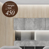 おしゃれな美容室のシャンプースペースにあるモルタルカラーのシャンプーキャビネット