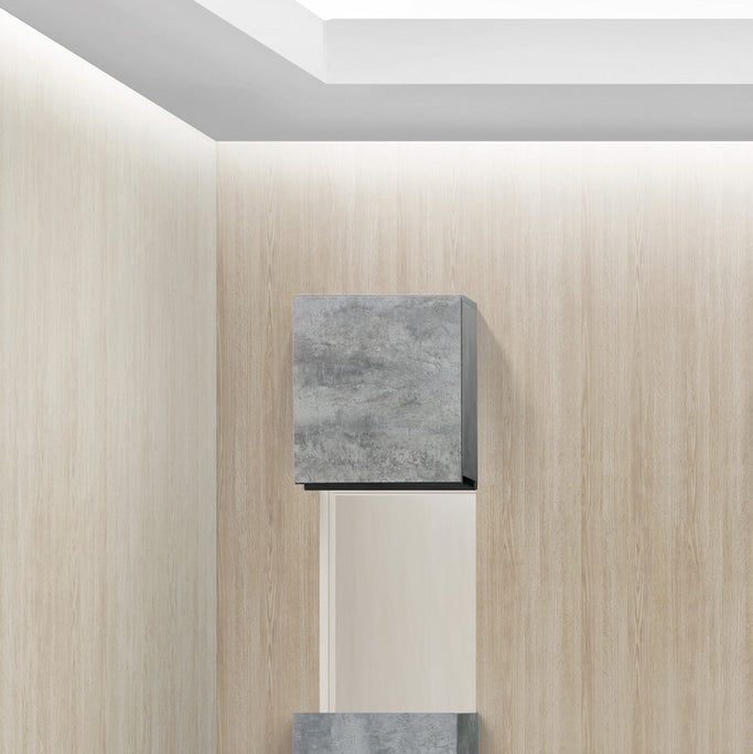 モルタル色シングル扉のシャンプーキャビネット【上台】