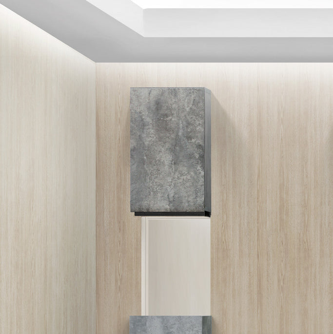 モルタル色シングル扉のシャンプーキャビネット【上台】