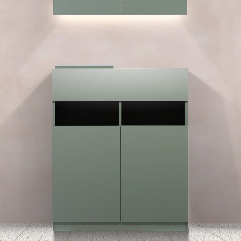 韓国風サロンにあるおしゃれなアッシュグリーンシャンプーキャビネット【下台】