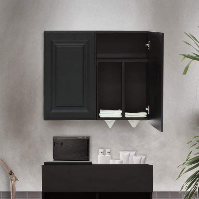 サロンにあるブラック色モールディングありシャンプーキャビネット【上台】