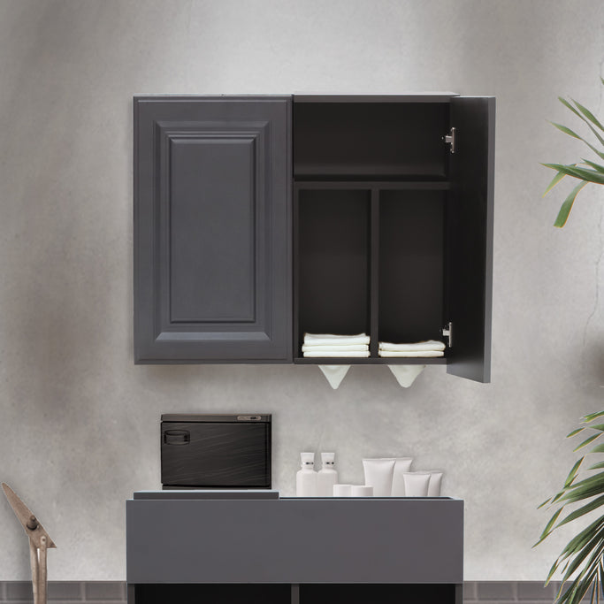 サロンにあるグレー色モールディングありシャンプーキャビネット【上台】