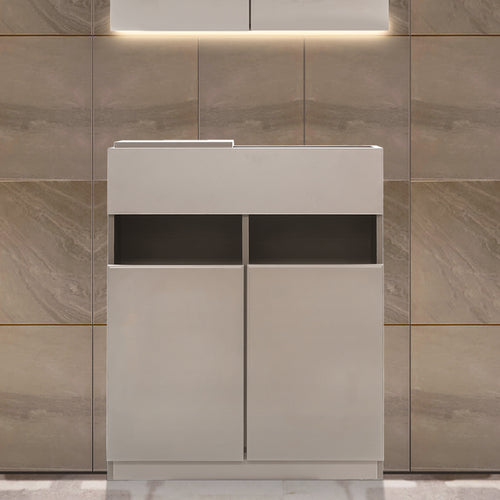 ベージュグレー色フラットシャンプーキャビネット【下台】