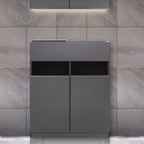 ダークグレー色フラットシャンプーキャビネット【下台】