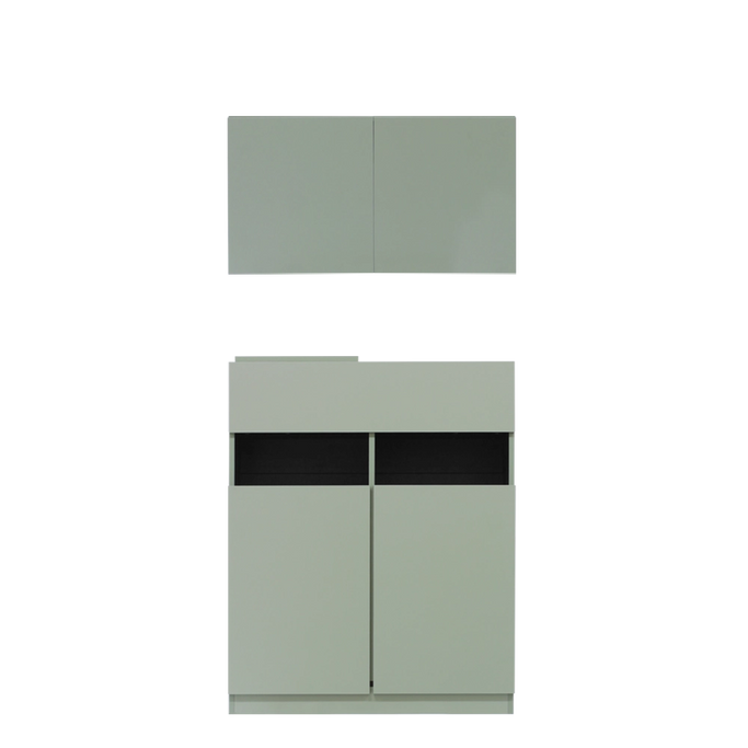 フラットシャンプーキャビネット【SET】アッシュグリーン色