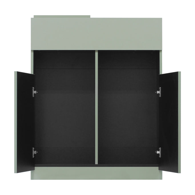 アッシュグリーン色フラットシャンプーキャビネット【下台】