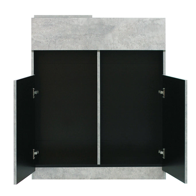 モルタル色シャンプーキャビネット【下台】扉が開けている状態