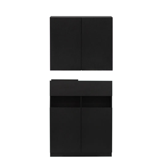 ブラック色シャンプーキャビネット【上下セット】