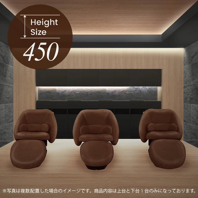 おしゃれな美容室にあるブラックのシャンプーキャビネットセット【上台のサイズ:450mm】