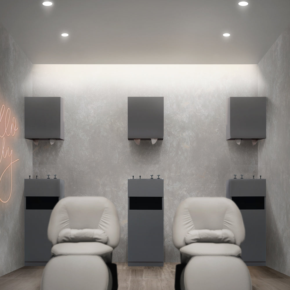 おしゃれな美容室にあるダークグレー色シャンプーキャビネット【シングル扉高さ450ｍｍ】