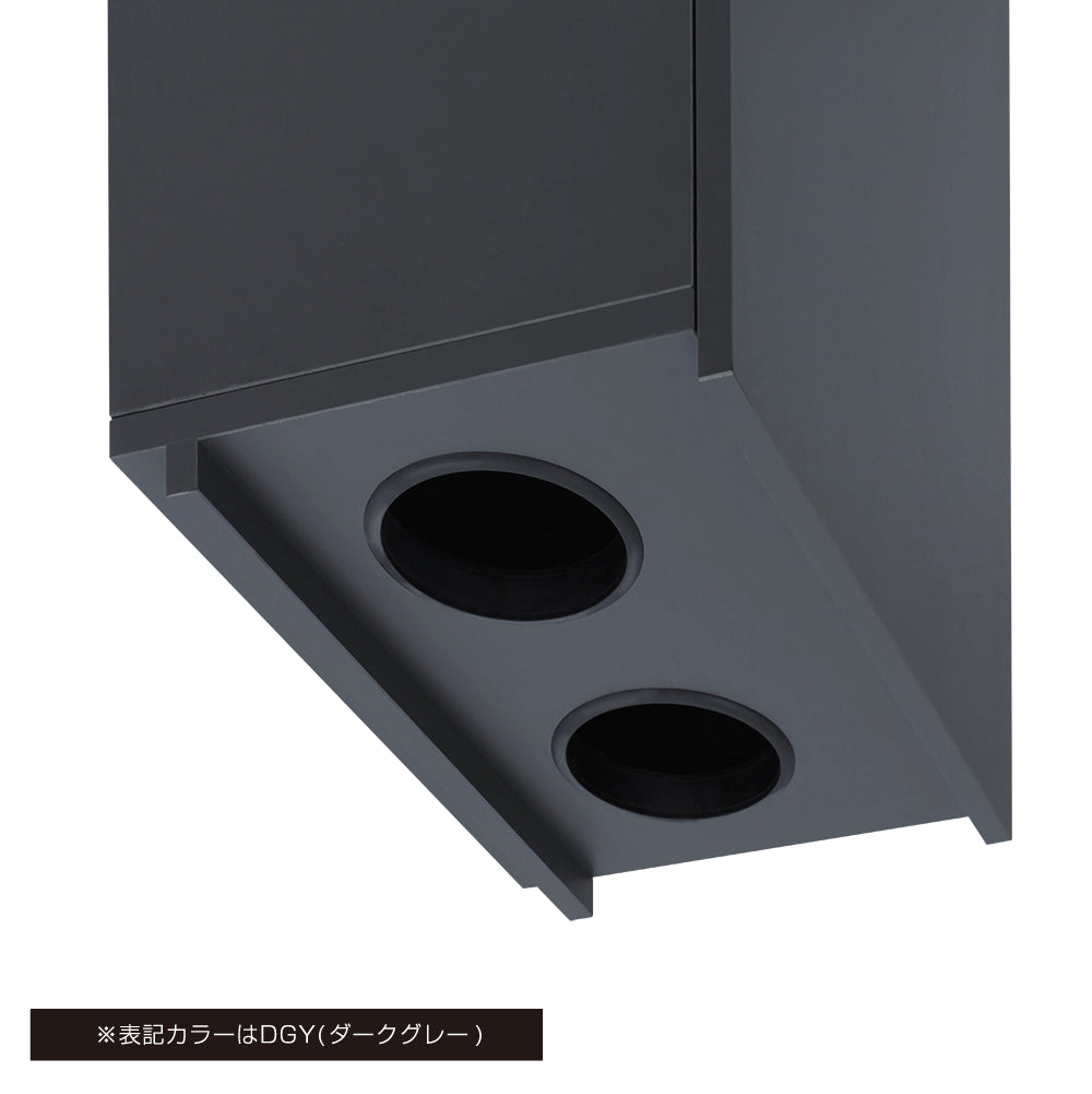 ダークグレーのシャンプーキャビネット【上台 　シングル扉　H405】テープライトスペース