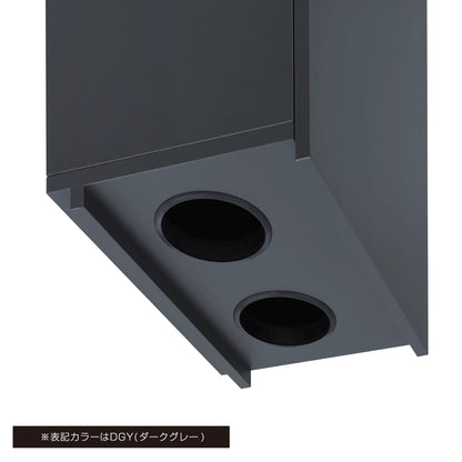 ダークグレーのシャンプーキャビネット【上台 　シングル扉　H405】テープライトスペース