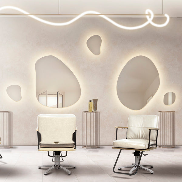 LEDライトで縁取る、アートミラー設計