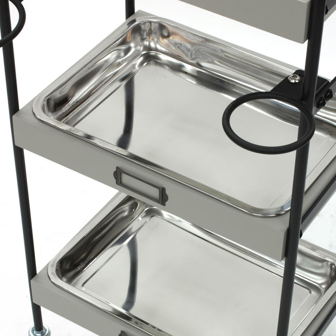 3段ウッドワゴンステンレストレイ3枚の詳細