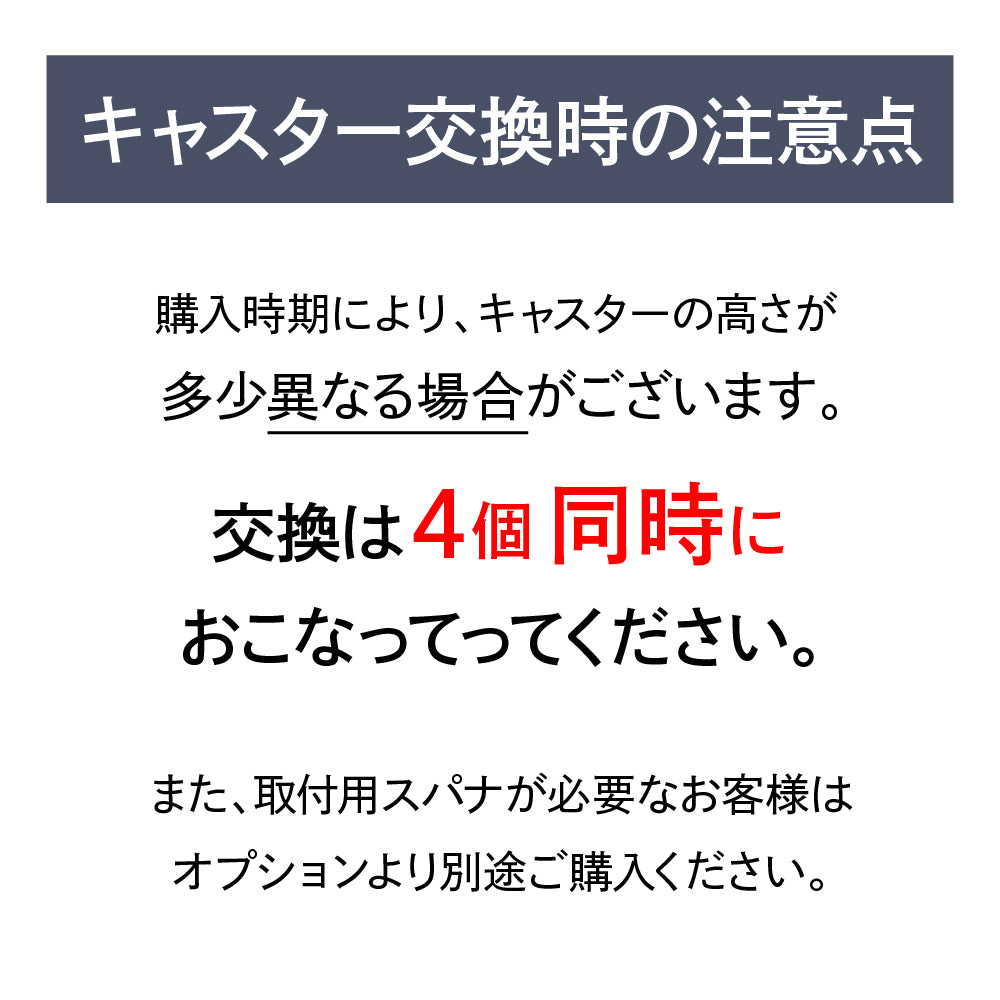 キャスター交換時の注意点