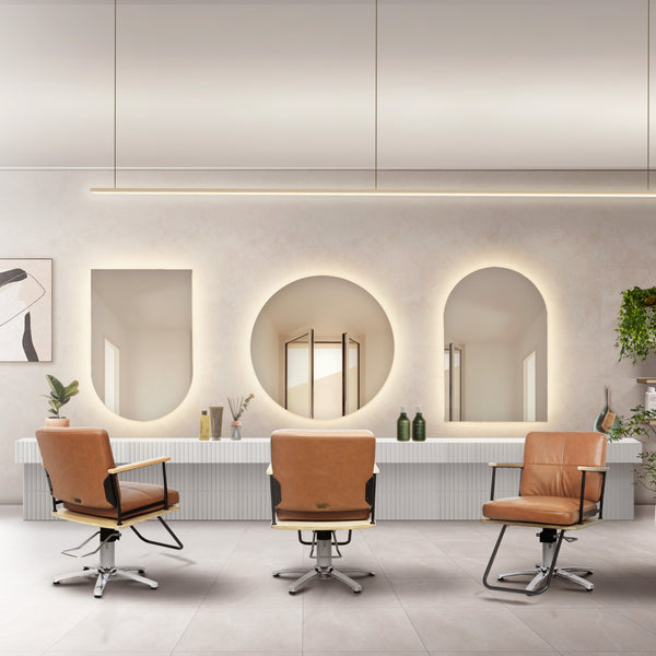 LEDライトで縁取る、アートミラー設計