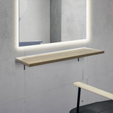 おしゃれな美容室 セット面になるブラウンカラーウォールシェルフ