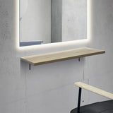 おしゃれな美容室 セット面になるブラウンカラーウォールシェルフ