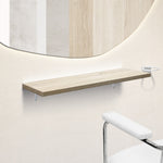 おしゃれな美容室 セット面になるナチュラルウッドカラーウォールシェルフ