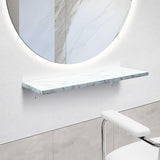 おしゃれな美容室 セット面になるストーンカラーウォールシェルフ