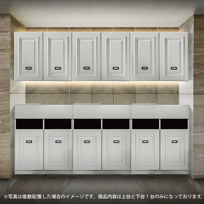 ホワイト色モールディングありシャンプーキャビネット【上下SET】