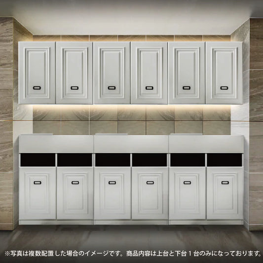 ホワイト色モールディングありシャンプーキャビネット【上下SET】